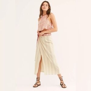Free People Wrapped Around You Crop‎ Top And Midi Skirt Set Red Women's Large